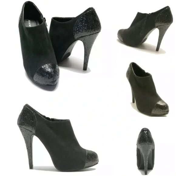 Rampage Harvey Glitter Black Ankle Heel Booties Boots NEW - Picture 5 of 16
